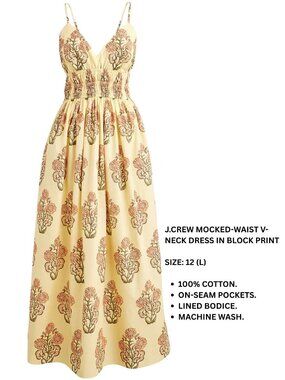 J. Crew Smocked-waist V-neck dress in block print